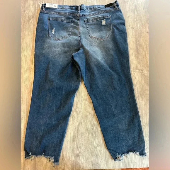 Nicole Miller Womens Soho High Rise Ankle Slim Jeans 22 Blue Distressed Raw Hem - Picture 4 of 14